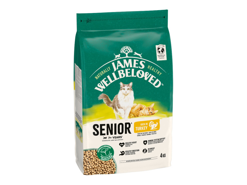 James Wellbeloved Senior Cat Hypoallergenic Turkey & Rice - Ekonomipack: 3 x 4 kg