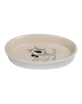 Kattskål keramik Motiv Vit 73637