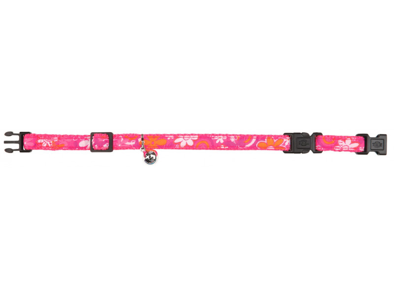 Katthalsband dubbelspänne blommor Rosa