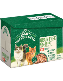 James Wellbeloved Grain Free Adult Cat med kyckling i gelé - Ekonomipack: 48 x 85 g