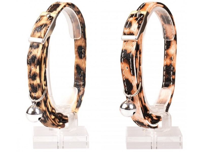 Katthalsband Leopard Leatherette, Brun