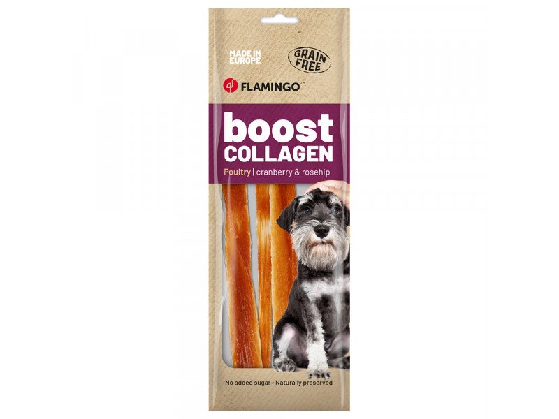Flamingo Boost Collagen remsor med kyckling - Ekonomipack: 3 x 60 g