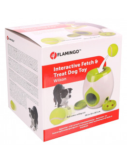 Flamingo Fetch & Treat interaktiv leksak - Tennisboll ingår