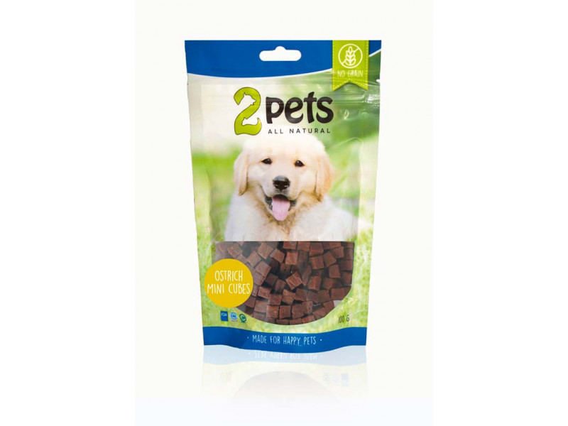 Ostrich/Struts Minicubes hundgodis - 400 g