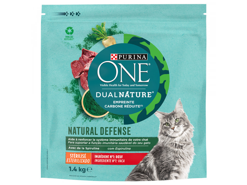 PURINA ONE Dual Nature Sterilized Nötkött med spirulina - Ekonomipack: 3 x 1,4 kg