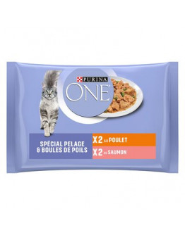 Purina ONE 4 x 85 g - Coat & Hairball kyckling & lax