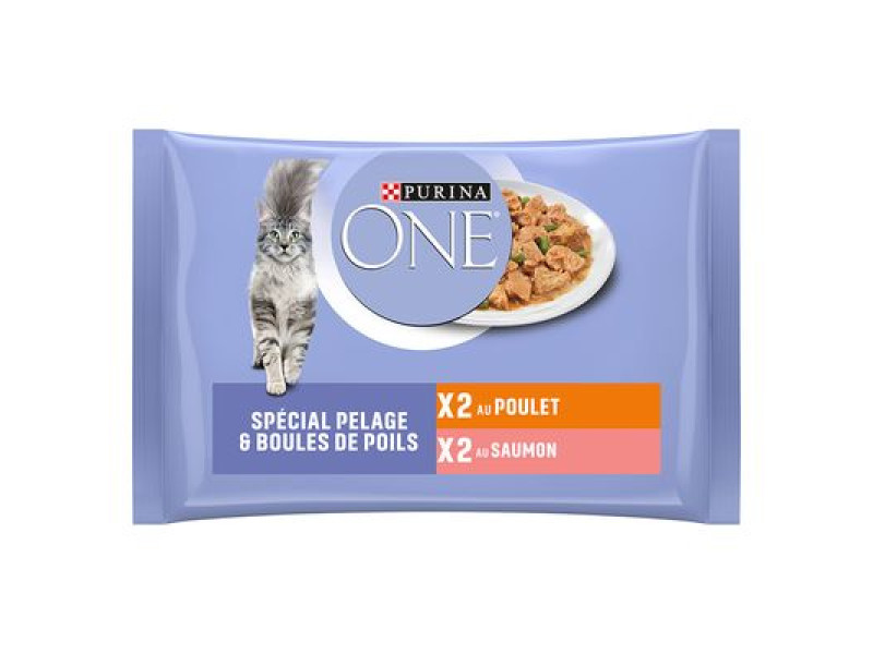 Purina ONE 4 x 85 g - Coat & Hairball kyckling & lax