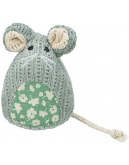 Mus sittande tyg catnip 11 cm