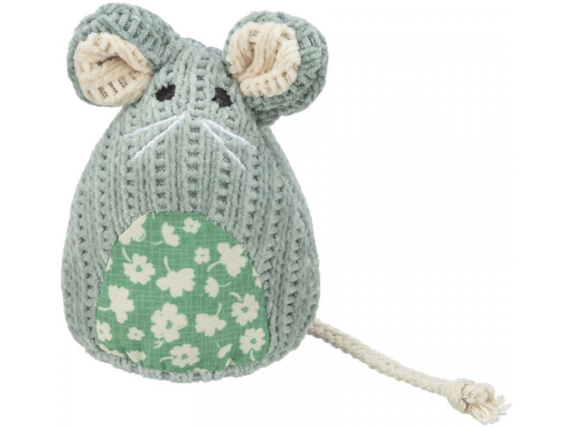 Mus sittande tyg catnip 11 cm