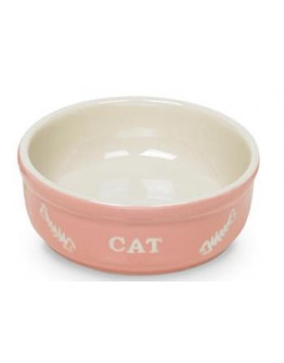 Matskål katt rosa & beige