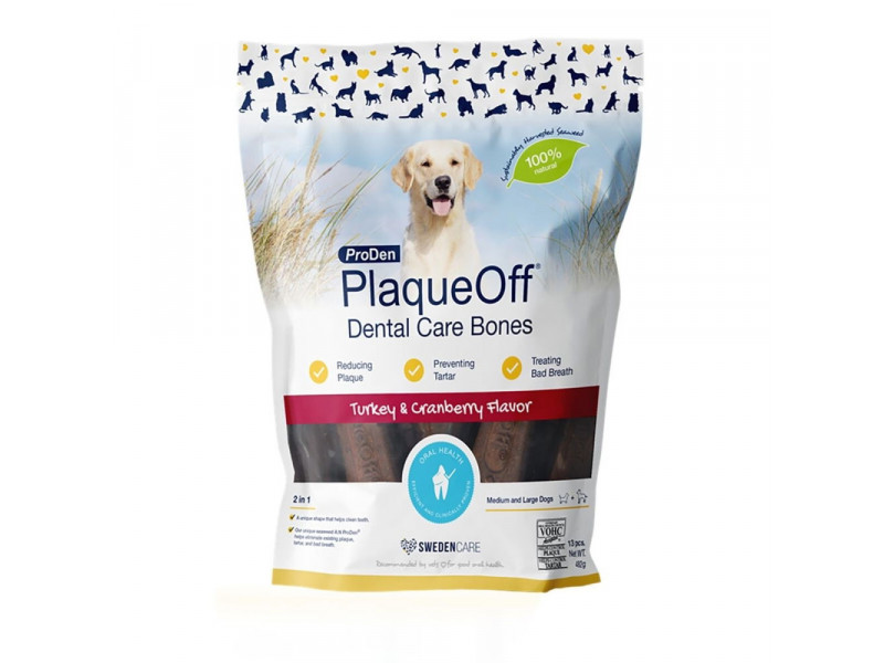 PlaqueOff Dental Care Bones Kalkon & Tranbär 482 g