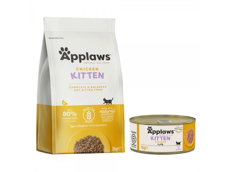 Applaws provpack: Torr- och våtfoder - 2 kg Kitten Chicken + 6 x 70 g Kitten Kyckling