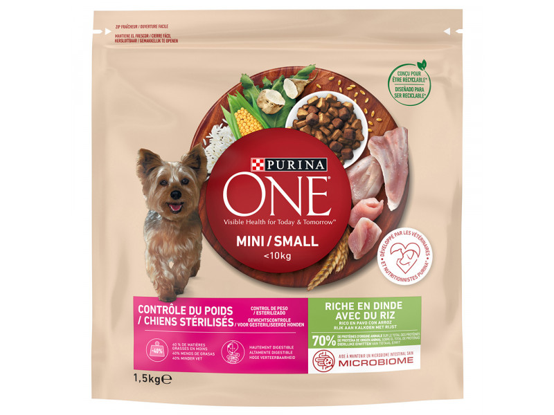 Purina One Mini Weight Control / Sterilised Turkey & Rice - 9 kg (6 x 1,5 kg)