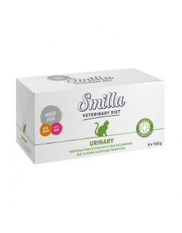 Ekonomipack: Smilla Veterinary Diet i mixpack 24 x 100 g  - Urinary: kalkon + kalv