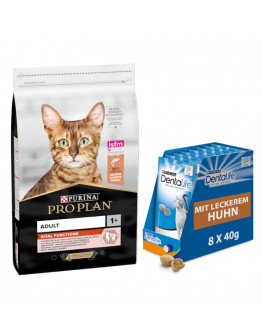 10 kg PURINA PRO PLAN + 8 x 40 g Dentalife Daily tandvårdsgodis på köpet! - Adult Vital Functions Salmon