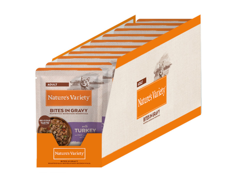 2 x Nature's Variety till ett specialpris! - Bites in Sauce Adult med kalkon (2 x 22 x 85 g)