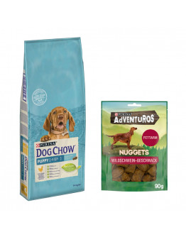 14 kg Purina Dog Chow + 90 g Adventuros NUGGETS på köpet! - Puppy Chicken
