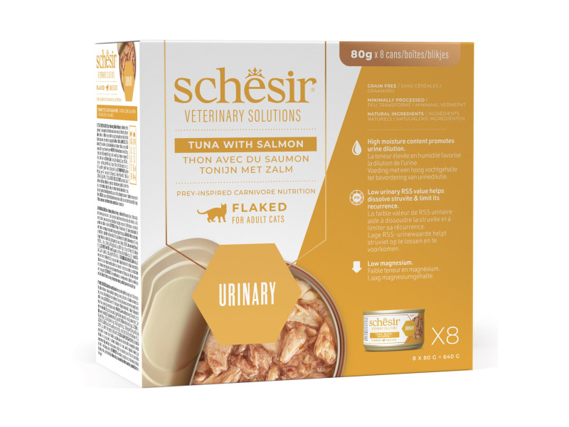 Schesir Veterinary Solutions Urinary 8 x 80 g - Tonfisk & lax